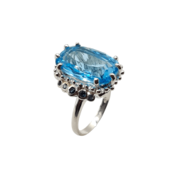 Inel din argint cu blue topaz si safir