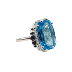 Inel argint cu blue topaz si safir - Madammi.ro