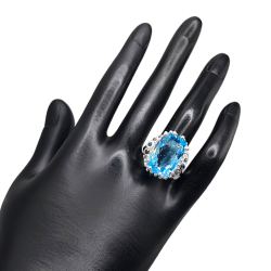 Inel argint cu blue topaz si safir - Madammi.ro