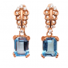 Cercei din argint cu montura de blue topaz si cubic zirconia