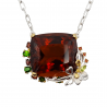 Colier din argint cu cuart coniac 60ct, peridot, granat, crom diopsid si cubic zirconia - Madammi.ro